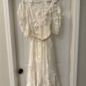 Zimmermann Cream Floral Lace Dress